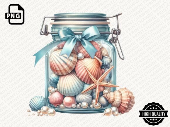 Download Summer Seashell Jar Clipart PNG - Premium Resources