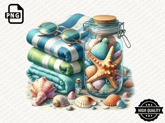 Download Summer Seashell Jar Clipart PNG - Premium Resources