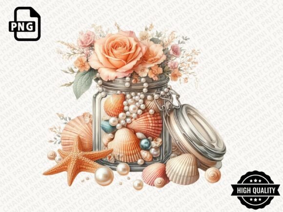 Download Summer Seashell Jar Clipart PNG - Premium Resources
