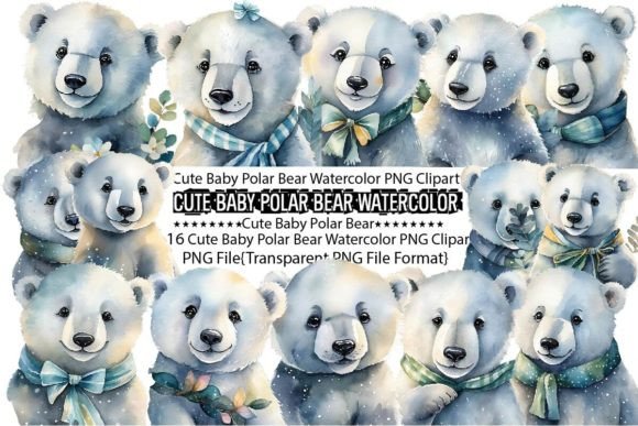 Download Cute Baby Polar Bear Watercolor Bundle - Baby polar bear Collection