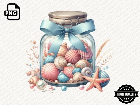 Download Summer Seashell Jar Clipart PNG - Premium Resources