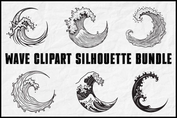 Download Ocean Wave Silhouette Clipart Set - Premium Bundle