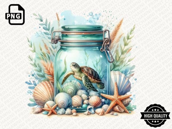 Download Summer Seashell Jar Clipart PNG - Premium Resources