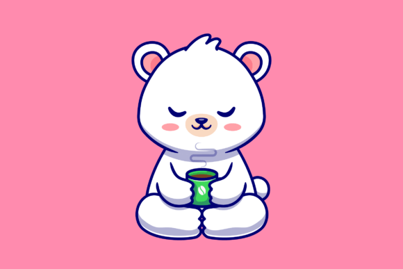Download Cute Baby Polar Bear with Coffee Cup - Baby polar bear Collection
