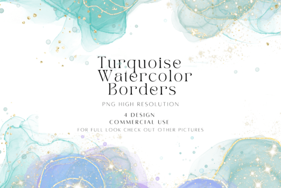 Download Turquoise Watercolor Border Png - Watercolor border png Collection