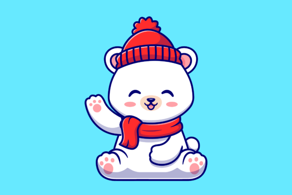 Download Cute Baby Polar Bear Winter Waving Hand - Baby polar bear Collection